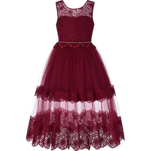 5-14 Years Kids Flower Girl Wedding Dress Teen Children 2020 New Lace Long Princess Evening Party Pageant Banquet Formal Gowns