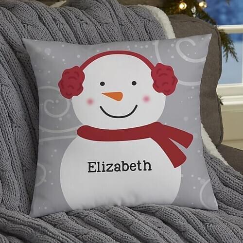 Personalized Snowman Family Pillow, Cute Christmas Gift For Family, Personalized Christmas Decor