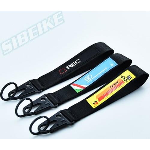 Hot Car keytags Strap keychian Nylon Webbing Black Strap Keychain Key Chain with Aluminum Spring Clip Lanyard Accessories