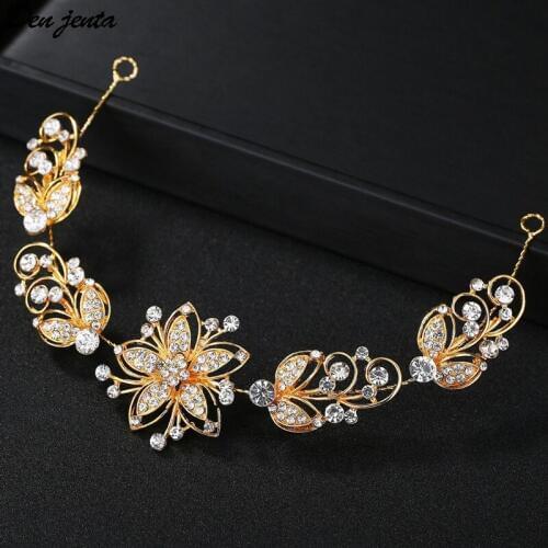 Soft chain Alloy Vine Flower Headbands Bridal Wedding Hair Accessories Crystal Hair Band