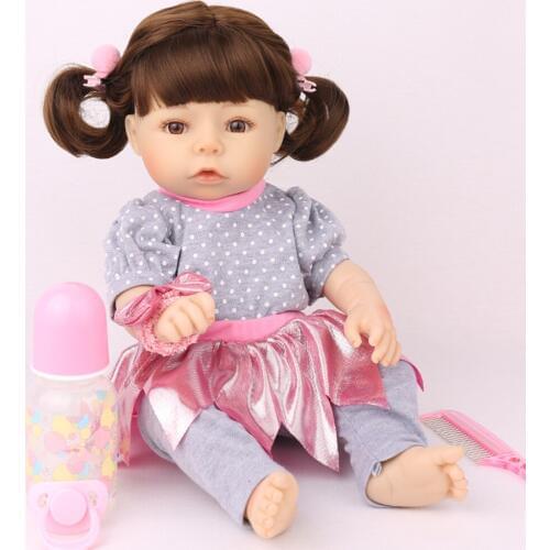 Full Silicone Vinyl Reborn Baby Doll Realistic Girl newborn babies Dolls 17 Inch 45 cm Lifelike Princess Kids bebe toy NPK