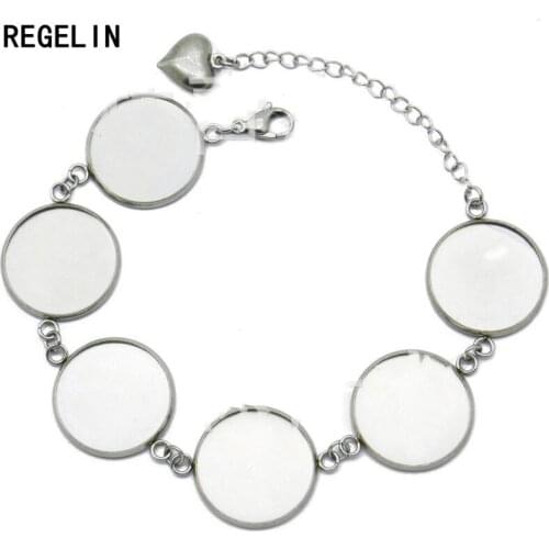 REGELIN Stainless Steel Heart jewelry Charms accessories Six 12mm Cabochon Base 5pcs to make Diy bracelets parts findings