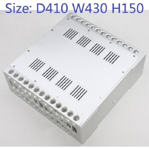 Size: D410 W430 H150 DAC Amplifier Case Aluminum Chassis Power Supply DIY Case WA66 All-aluminum luxury Class A preamp amplifier