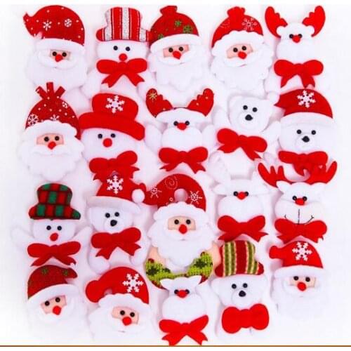 Christmas Gift LED Glowing Santa Snowman Deer Bear Glow Flashing Cartoon Brooch Badge Toy Christmas Luminous Decoration