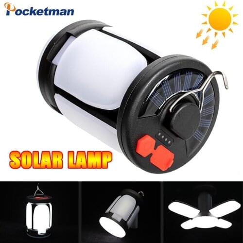 Solar LED Chandelier Camping Light USB Rechargeable Bulb For Outdoor Tent Lamp Portable Lanterns Emergency Lights For BBQ Hiking