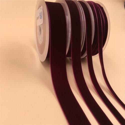 6MM,9MM,15MM,25MM V035 Burgundy Nylon Single Face Velvet Ribbon