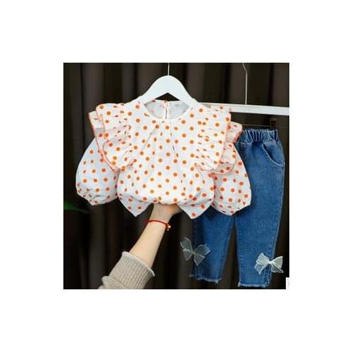 Citgeett Spring Toddler Kids Baby Girls Clothing Set Long Sleeves Shirts Denim Jeans Pants Clothes Set
