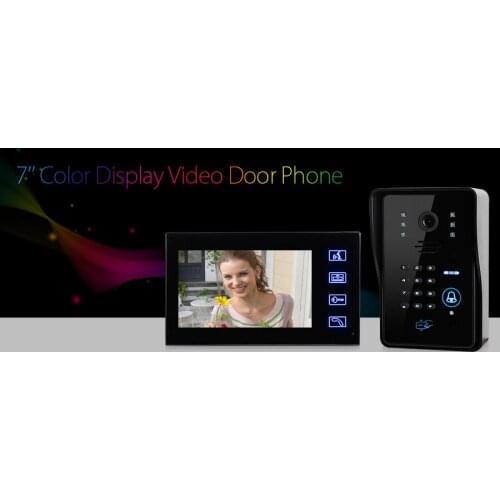 7" LCD Touch Key Video Door Phone Intercom System with IR Camera & Code Keypad Home Security System