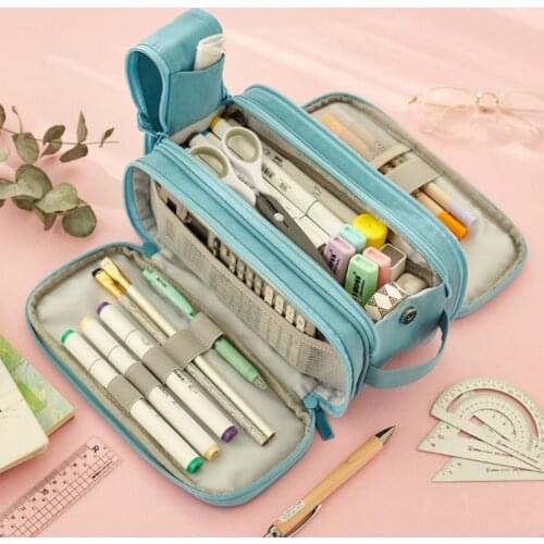Large Capacity Canvas Pencil Pouch Portable Cosmetics Storage Bag for Girls Wom N0PB