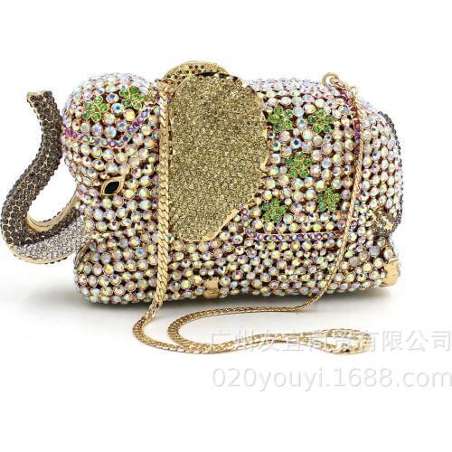 XIYUAN Newest Crystal Stones Evening Bags Golden fuschia Party clutch Purse Wedding Bridal pochette Female Clutch bags wallet