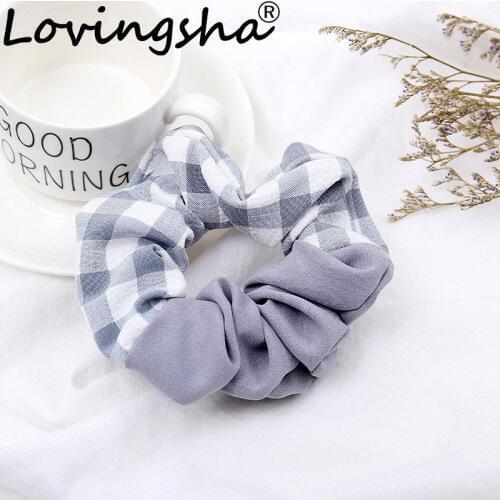 LOVINGSHA Patchwork Hair Accessories Women Ladies Hair Tie Girl Scrunchie Fashion Female Ponytail Hair Holder Rope ATC022
