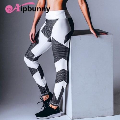 Aipbunny New 2018 High Elastic Women Print Patchwork Black White Sexy Pants for Ladies Size Soft Leggins Push upTrousers