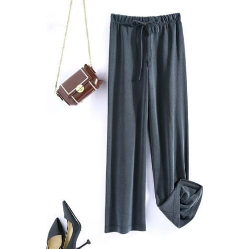 Women 2021 Spring Autumn Fashion Solid Color Wide-leg Trousers Female High Waist Loose Pants Ladies New Casual Trousers Q718