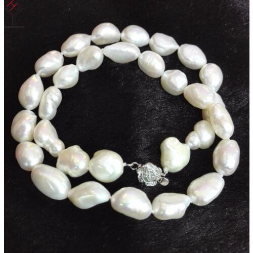 Women Jewelry 9mm Bright white pearl necklace baroque pearl handmade real natural freshwater pearl gift