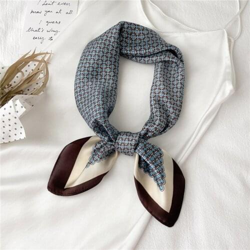 Plaid Scarf Women Silk Satin Fashion Hair Bandana Square Sccarves Print Female Neck Tie Hand Bag Tie Foulard Kerchief Shawl
