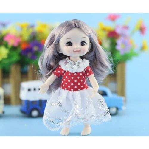 1/12 BJD Doll Clothes Dress Clothing 16cm Mini Doll Accessories Stripe Wave Point Kawaii Dress Girl Toys Skirt Clothes For Dolls