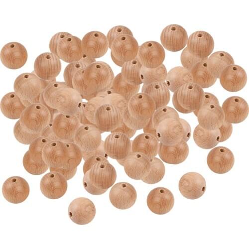100Pcs Unfinished Round Wooden Beads Charms Loose Ball DIY Necklace Jewelry