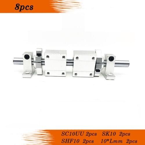 10X 300mm Shaft + 2x SC10UU +SK10 +SHF10 Linear Bearing Aluminum Block End Supporters for 3D printer CNC PARTS shafts suits