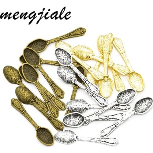 20pcs Wholesale Antique Bronze Vintage Spoon Charms Alloy Metal Pendant For DIY Handmade Jewelry Accessories Makings 43*10mm