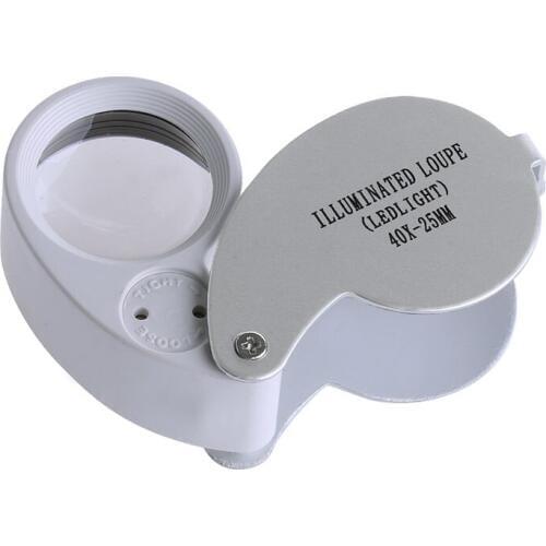 40X Glass Magnifying Magnifier Jeweler Eye Loupe Jewelry Loop with LED Lights