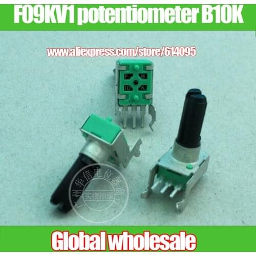 8pcs F09KV1 09-type horizontal single potentiometer B10K / long foot / handle length 18MMF / green