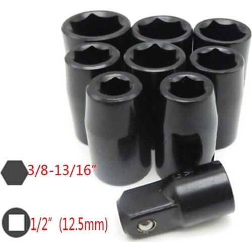 9Pcs 1/2" Socket Wrench 3/8"-13/16" Imperial Hexagon Socket Set Wrench Kit Hexagon Allen Head Torque Wrench Sleeve Tools