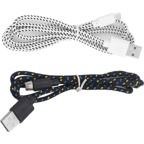 Black & White Light Weight Max 2.1A output V8 Micro 2.0 USB Flat Noodle Data Charger Cable For Android Cell Phones