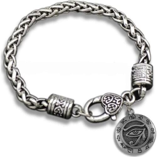 Lead and nickle free eye symbol of horus religious charms antique silver bracelet