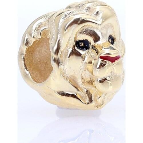 Bewill S925 Sterling Silver 18K Gold Plated Lion King Simba Charm Fit Original Bracelet Necklace Pendant DIY Jewelry Making