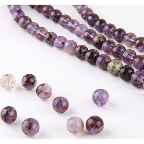 6pcs Purple ghost natural crystal beads round beads Beads For Jewelry Making DIY Earrings Accessories necklace bracelet material