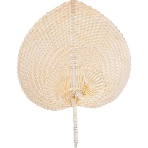 Pure Handmade DIY Heart Shaped Bamboo Woven Fan Summer Cooling Fan