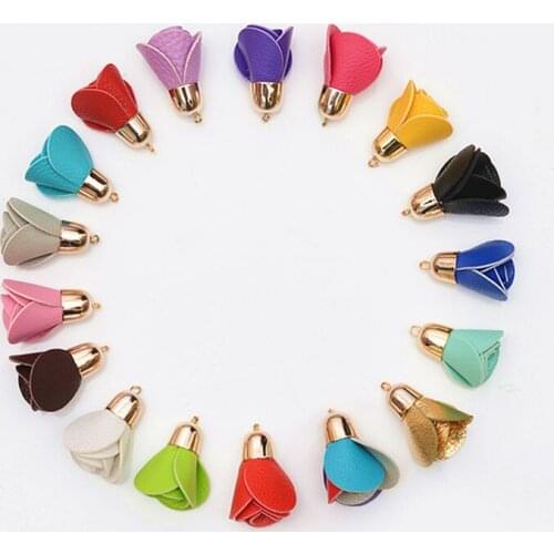 PU leather Flower With penpant For Headband Cute Rolled Rose Hair Flowers For Apparel Accessories