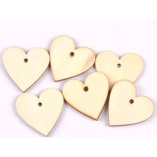 20Pcs/set Wood Handicraft 1 Hole Heart DIY Wooden Crafts Scrapbookings Accessories Embellishment Home decorations 40mm MT1918