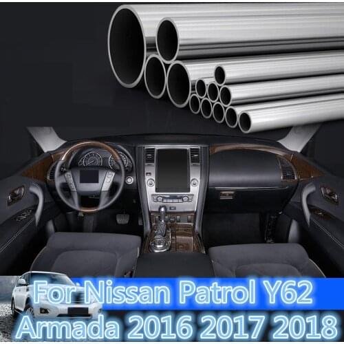 For Nissan Patrol Y62 Armada 2016 2017 2018 Stainless Steel Peach wood Automotive interior dedicated Patch dashboard Full set