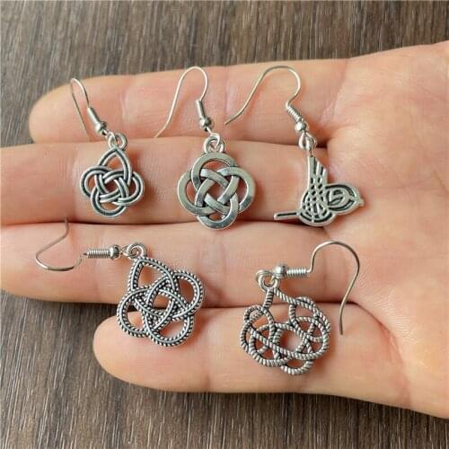Zinc Alloy Two Tone Chinese Knot Earring Charm Pendant For men and women fashion atmospheric jewelry discovery