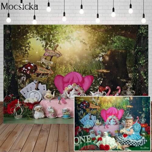 Dream Forest Tea Party Background Poker Clock Rose Newborn Child Portrait Photography Backdrop Cake Smash Decor Photo Studio
