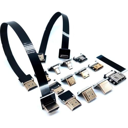 FPV Ribbon Cable Up Angled 90 Degree Micro to Mini HDMI-compatibe Male FPC Flat hdmi Cord for Multicopter Aerial Photography