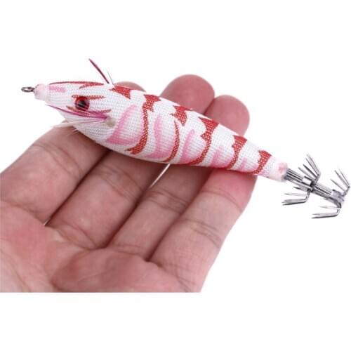 Quality Squid Hooks Artificial Wood Shrimp Squid Jig Lure 10cm 9g Luminous Octopus Cuttlefish Shrimp Lure Pesca Fishing Tackle