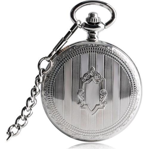 TOP Sales Silver Steampunk Skeleton Automatic Mechanical Pocket Watch with Chain Erkek Kol Saati Watches Men Unisex Gifts Clock