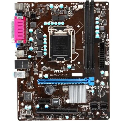 For MSI H61M-P32/W8PC Desktop Motherboard Socket LGA 1155 Intel H61DDR3 RAM PCI-E 3.0 USB2.0 SATA II 16GB Used Motherboard