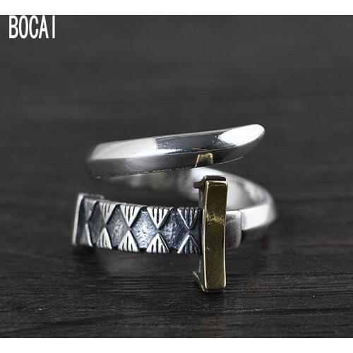2019 new 100% S925 Silver Thai Silver Index Finger Ring Male Fashion Zircon Sword Silver Ring Mens Silver Ring