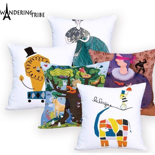Carton Animal Pillow Cover White Decoration Bed Custom Throw Pillows Character Cushions Rectangular for Sofa Custom