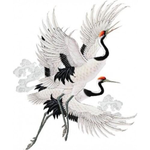 New Arrival Chinese Style Red Crane Iron on Patches for DIY Heat Transfer Clothes T-Shirt Thermal Stickers Decoration Printing