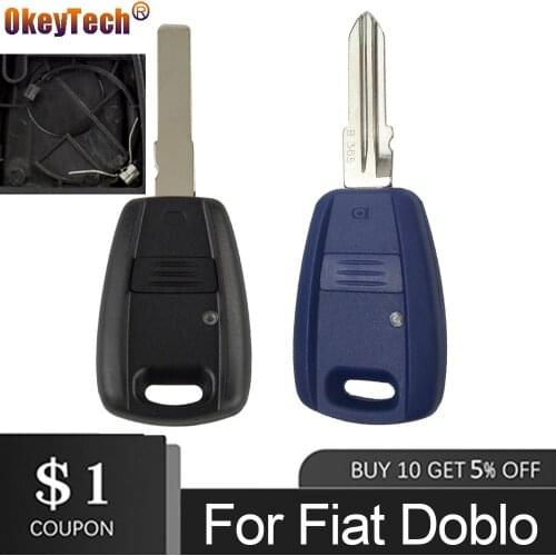 OkeyTech 1 Button Car key Shell for Fiat Punto Doblo Bravo Seicento Stilo Accessories Case With Battery Holder Pad Uncut Blade