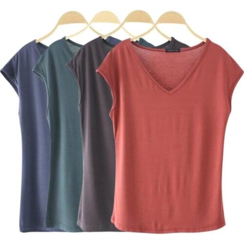 Casual Tees Short Sleeve Solid Color Model Tops Korean Clothes Camiseta Mujer 2021 Summer T-Shirt Women