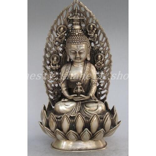 Elaborate Chinese Tibetan silver collection Sakyamuni Buddha
