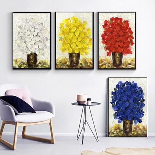 Simple Canvas Art Oil Effect Flower Wall Art Poster Canvas Pictures for Living Room Home Decor Pictures Unframed Canvas Painting