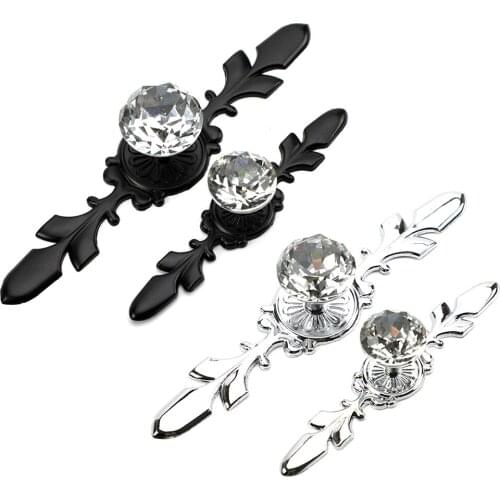 Clear Back Plate Glass Dresser Pullers Luxury Diamond Crystal Handles With Screws Knobs Wardrobe Cabinet Hardware Door Drawer