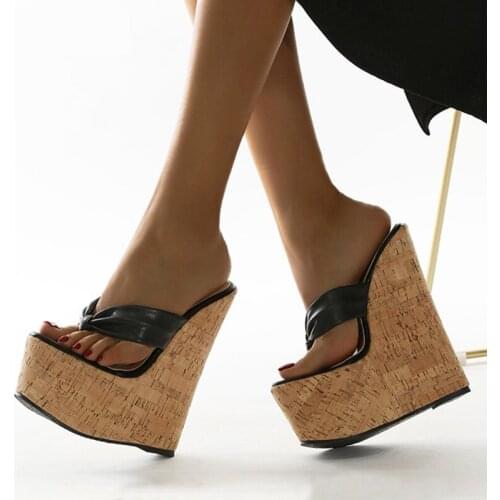 2021 New Sexy Super High Heels Platform Wedges Pinch slippers Women Sandals Mules Slippers Shoes Size 35-42