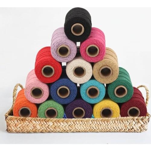 3mm 100% Cotton Macrame Cord Colorful Handmade DIY Strande Rope Twist String Home Wedding decoration supply Film packaging 100m